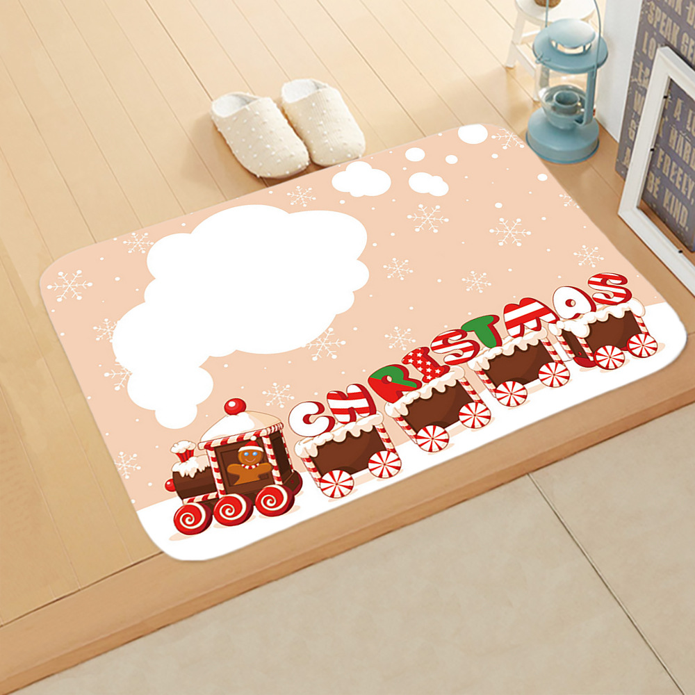 Cute Christmas Tree Elk Flannel Fabric Floor Mat display picture 2