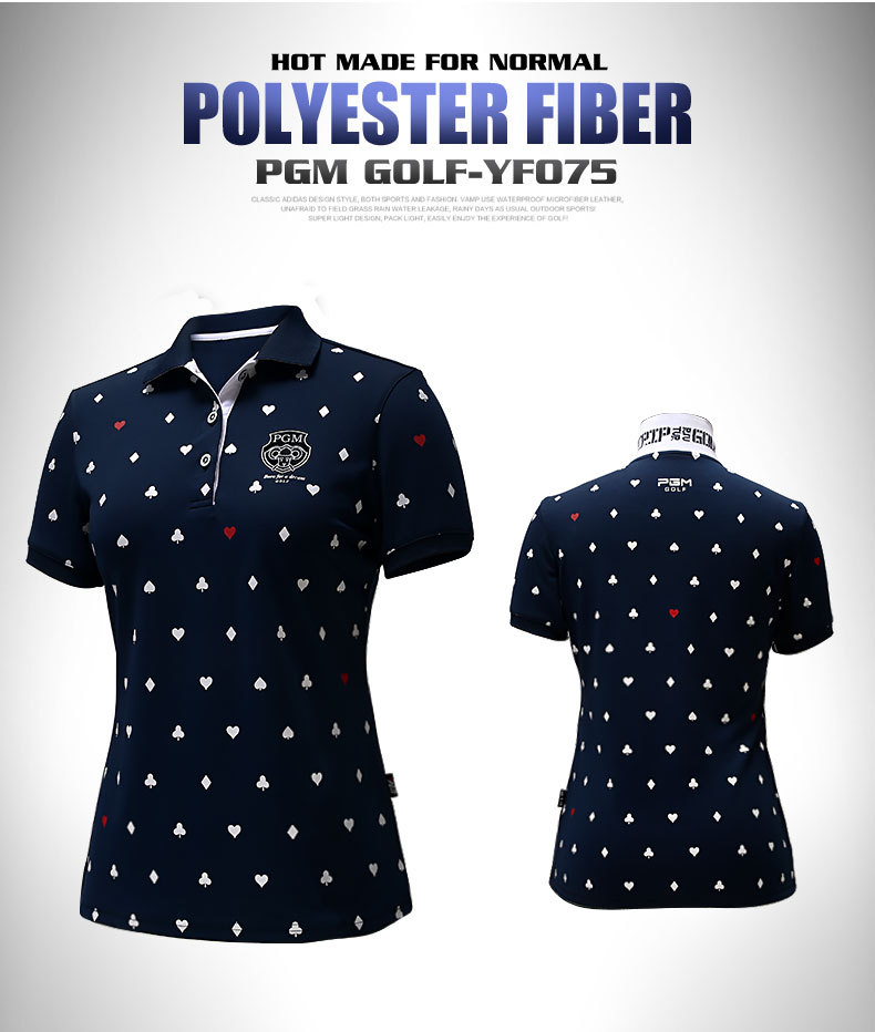 Bộ đồ golf nữ tay ngắn sọc mùa hè — YF075-màu xanh đậm, YF186 nữ sọc ngắn tay màu hồng trắng, YF186 nữ tay ngắn sọc xanh đậm trắng, YF075-màu đỏ hoa hồng chi tiết 18