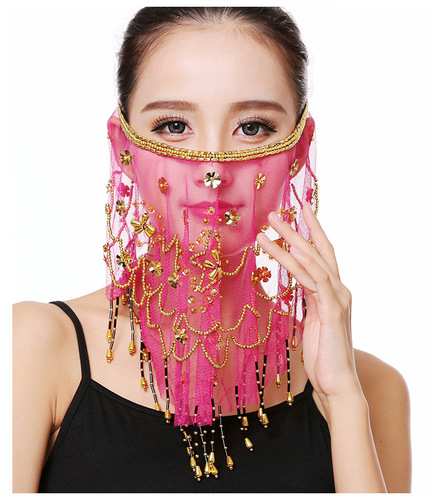 Indian dance performance costumes veil dance props belly dance accessories plum blossom veil mask gauze scarf hairpin mask