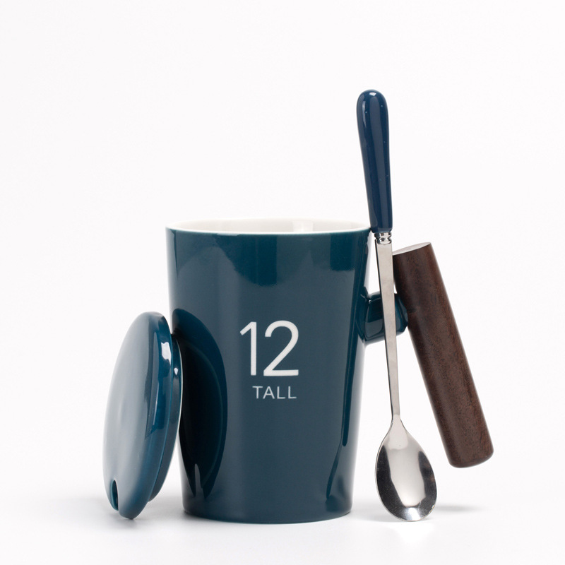 Tallar 12 azul precioso + cubierta de porcelana + cuchara exclusiva