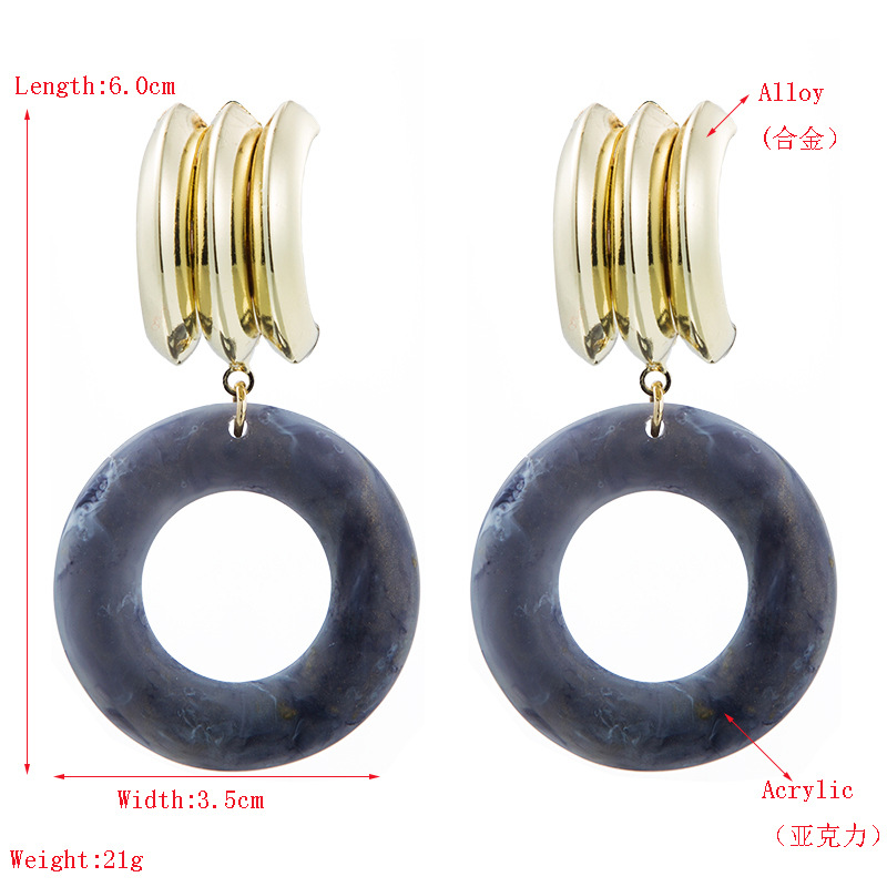 Retro Simple Acetic Acid Sheet Acrylic Round Alloy Long Exaggerated Geometric Earrings display picture 1