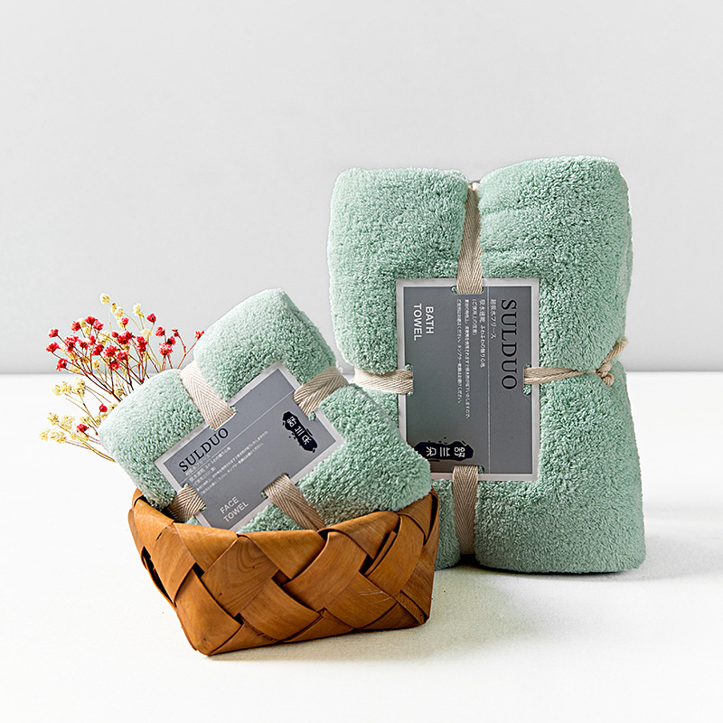 Light green / Solid color bath towel set 36*80cm 75*150cm