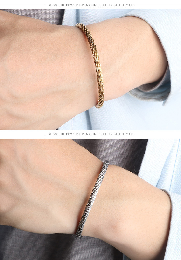 Steel wire bracelets, bracelets, simple and personalized metal texture jewelry from Europe and America_voghion.com