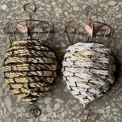 gardening Countryside Wall decoration Wall hanging Iron art Rattan Hanging basket a living room Restaurant wall wall Plant decoration