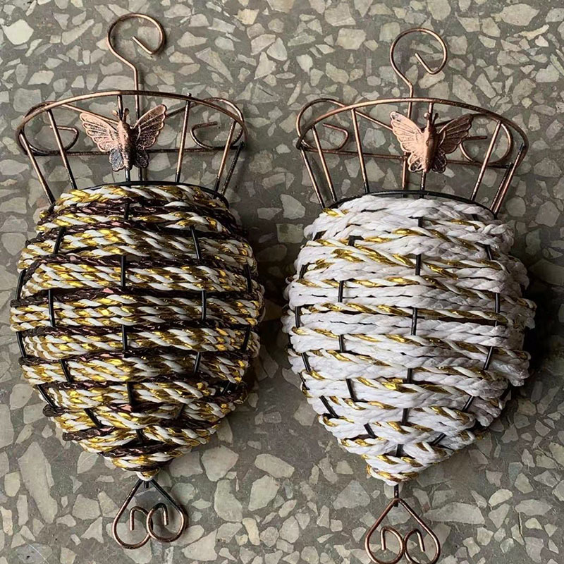 gardening Countryside Wall decoration Wall hanging Iron art Rattan Hanging basket a living room Restaurant wall wall Plant decoration