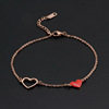 Golden fashionable summer ankle bracelet stainless steel, Korean style, simple and elegant design, pink gold, does not fade