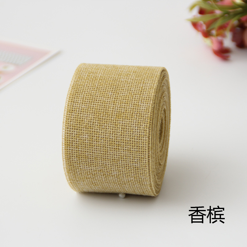 Cinta de lino de imitación DIY decoración de la boda 5CM color poliéster rollo de lino decoración del partido ventas directas de la fábrica