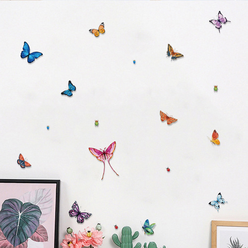 New Small Butterfly Wall Sticker DIY Colorful Small-Sized Butterfly Home Decor Nine Butterflies Small Sticker