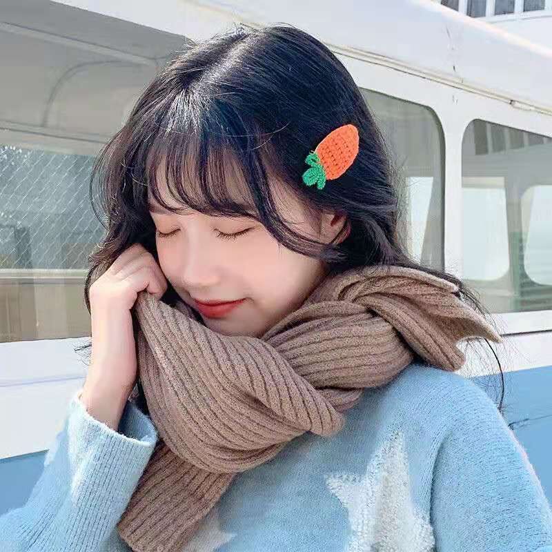 秋冬毛线针织水果发夹女童发卡夹子头饰韩国公主宝宝发饰边夹-阿里巴巴