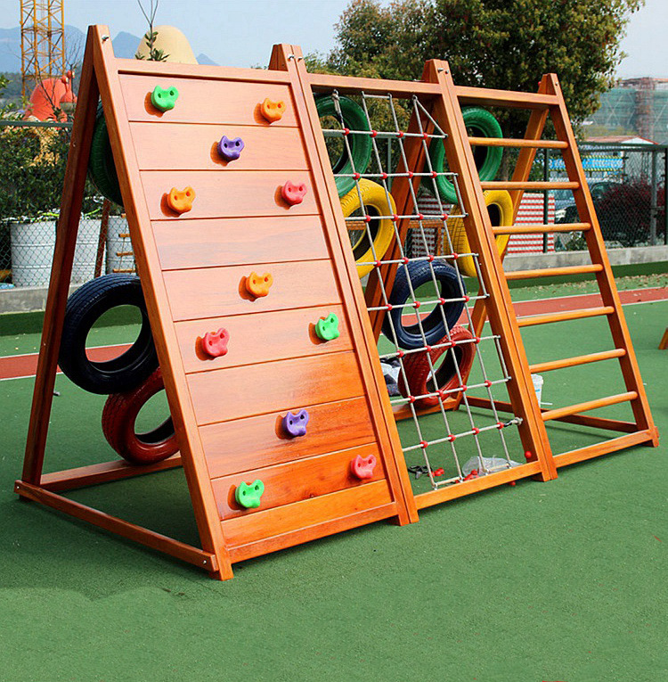 幼儿园户外大型木制攀爬架荡桥感统儿童实木滑梯体能训练组合玩具