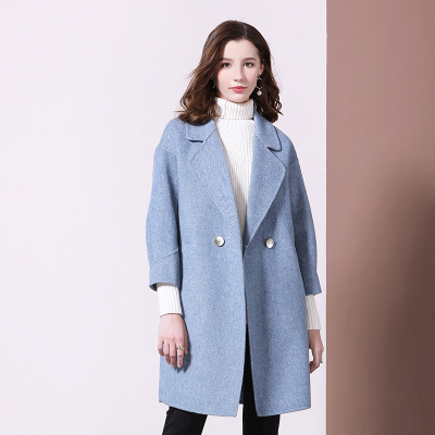 Two-sided Woollen coat 2019 new pattern temperament Simplicity Versatile Easy Show thin Long hair coat