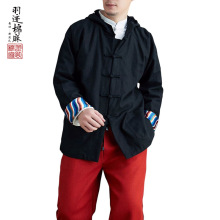 中式棉袄男宽松复古唐装棉衣男中国风冬季加厚外套男连帽加绒上衣