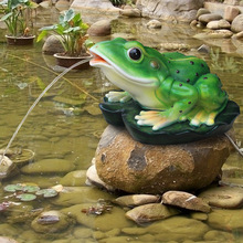 爆款户外花园水池喷水青蛙 玻璃钢雕塑仿真喷泉 装饰工艺树脂摆件