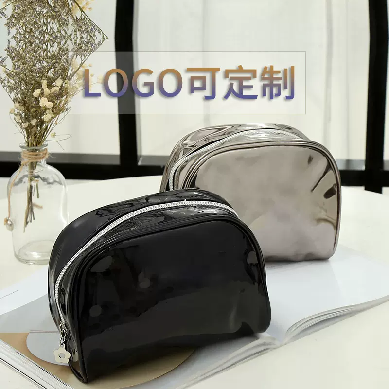 韩式简约化妆包批发PU大容量拉链化妆品收纳包女包简约纯色洗漱包