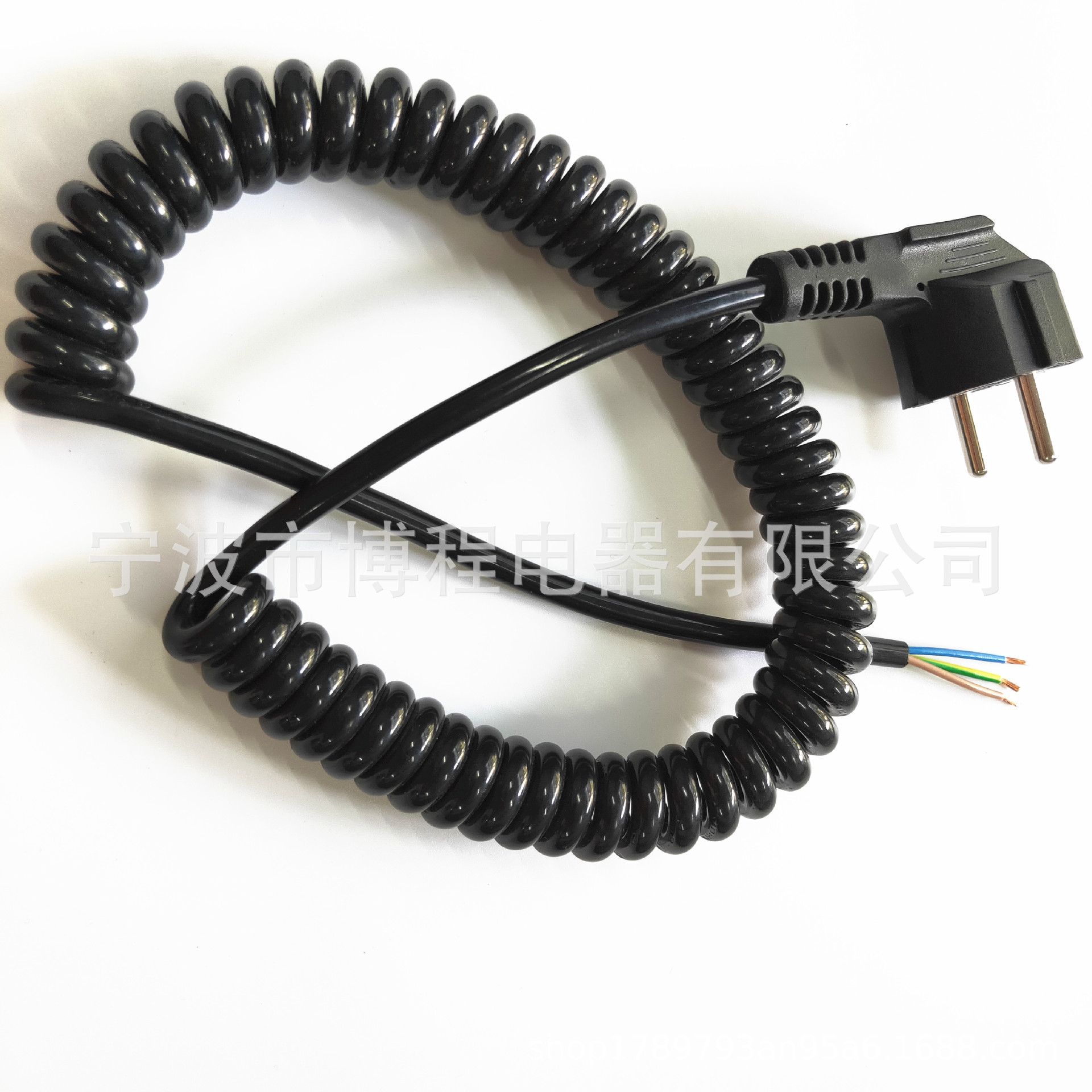 欧规电源线法式插头欧规防水插欧规三插欧标弹簧电源线PVC弹簧线