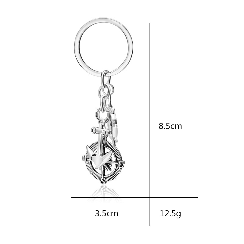 Explosion Models Compass Key Chain Leisure Anchor Anchor Rudder Metal Key Chain Pendant Accessories Hot Wholesale Nihaojewelry display picture 1