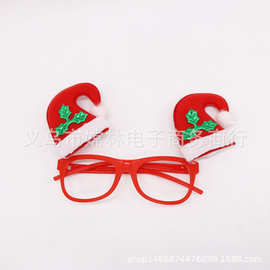 厂家批发新款圣诞节眼镜 圣诞小帽子眼镜  圣诞狂欢派对贴布眼镜