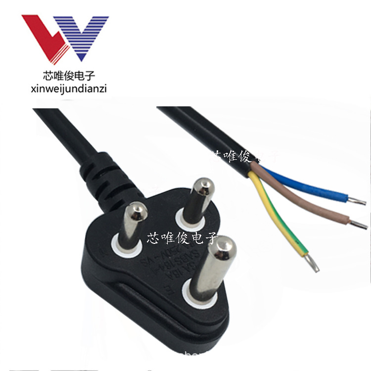 三芯印度插头电源线 大功率大南非插头线1.5米 3*2平方南非电源线