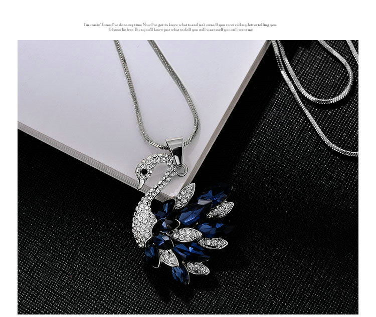 Swan, pendant, long necklace, sweater, universal accessory