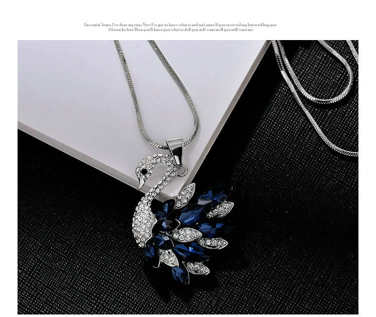 Swan, pendant, long necklace, sweater, universal accessory