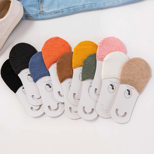 Spring and summer thin cotton half-palm invisible socks women's boat socks shallow solid color Korean style socks women's socks wholesale