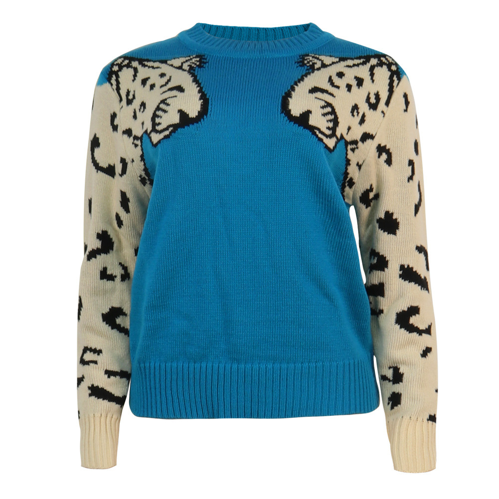 Leopard Print Elastic Sweater NSWNY90725