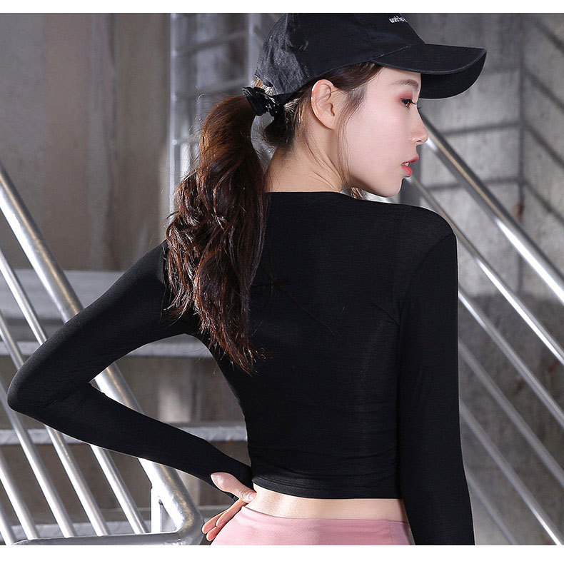 new exposed umbilical sports longsleeved highelastic loose running fitness clothes yoga clothespicture5