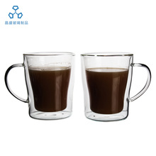 人工吹制双层玻璃水杯健康高硼硅玻璃茶杯咖啡杯牛奶杯