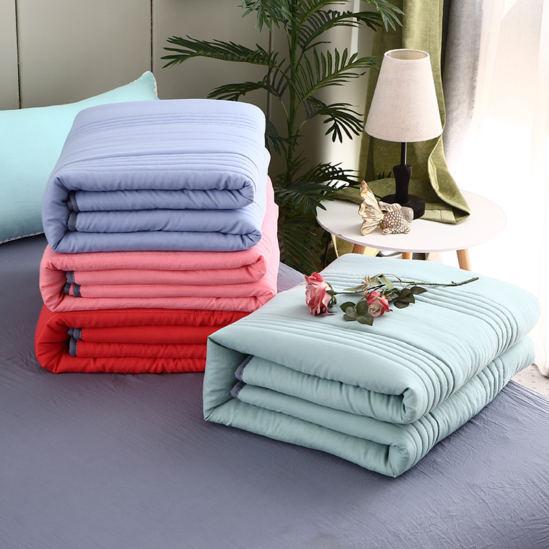 廠家自銷無印蜜條純色夏涼被水洗棉夏被绗縫會銷禮品空調被