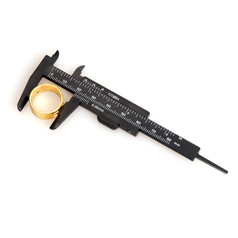 80mm雙刻度塑料遊標卡尺 文玩測量學生卡尺 黑色迷妳測量工具批發