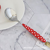 Rainbow -colored plastic handle stainless steel knife fork spoon dot and western tableware wave dot handle, bull buckle spoon