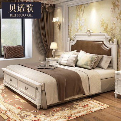 美式乡村床欧式床双人床卧室家具简约现代主卧床韩式田园婚床特价|ms