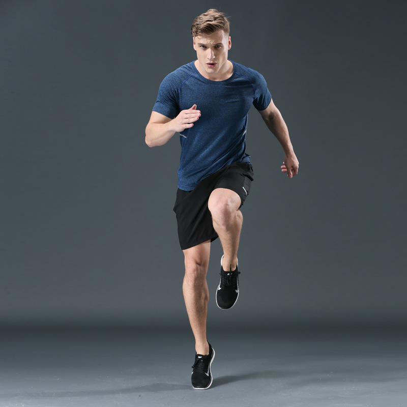 健身速干篮球服男夏短袖T恤紧身裤训练跑步瑜伽服运动套装两件套|ms