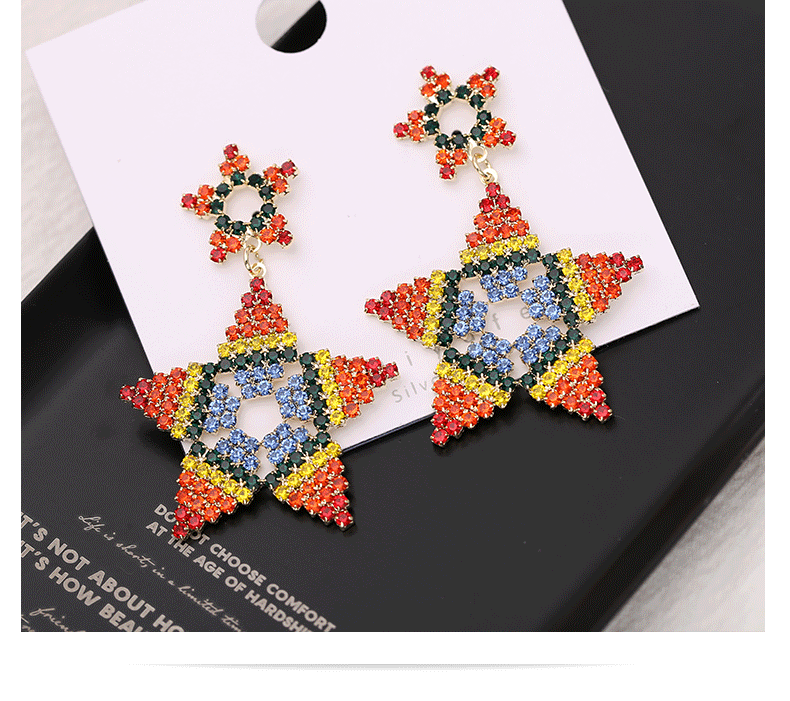 Aretes De Contraste De Moda Rainbow Geometric Stud Pendientes display picture 10