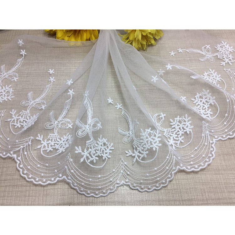 花边厂家直销 网纱裙摆镂空刺绣diy服装辅料装饰窗帘宽17cm