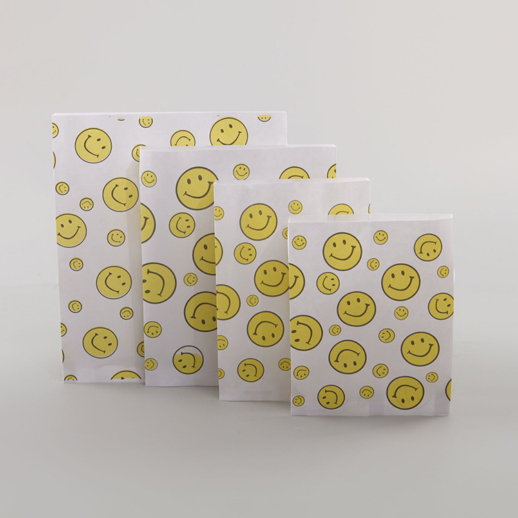 现货笑脸防油纸袋 薯条小吃鸡翅腿炸鸡排汉堡纸袋 一次性打包装袋