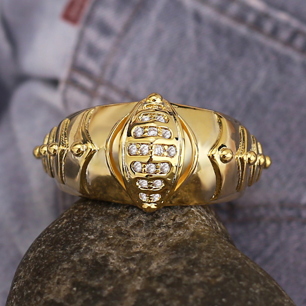 Fashion Geometric Copper Inlay Zircon Rings 1 Piece