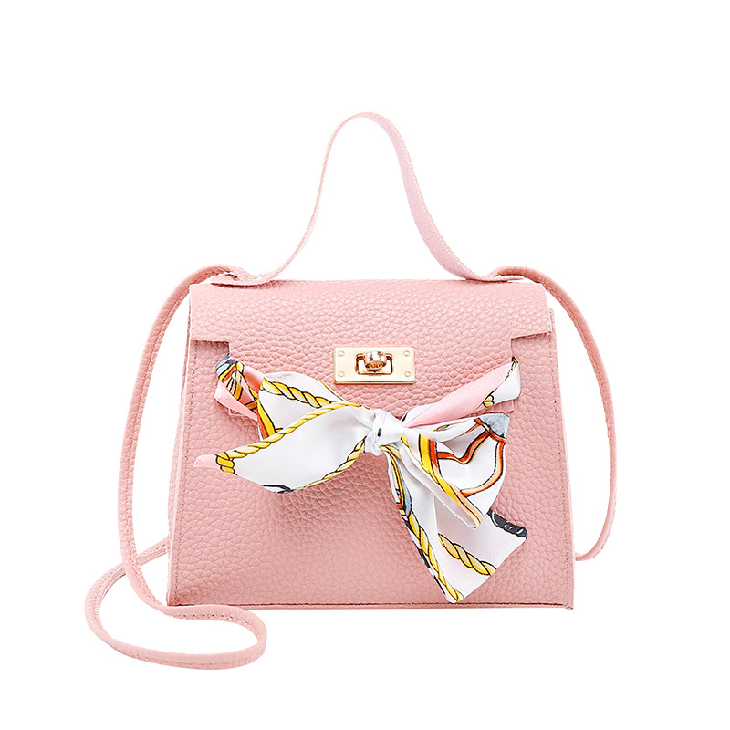 Korean Version Lychee Pattern Personal Lock Platinum Bag Summer New Product With Silk Scarf Color Contrast Mobile Phone Bag