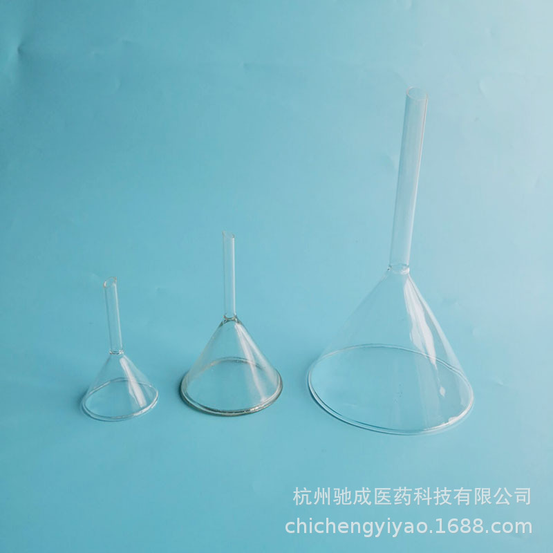 玻璃漏斗 短管标准漏斗 高硼硅三角漏斗加厚50/60/75/90mm