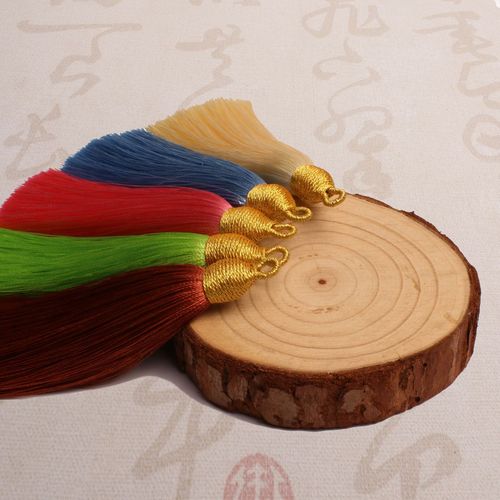 Gold-threaded ribbon cap screw cap tassels half-finished 8cm ring gold tassel fan pendant bookmark musical instrument hanging tassel