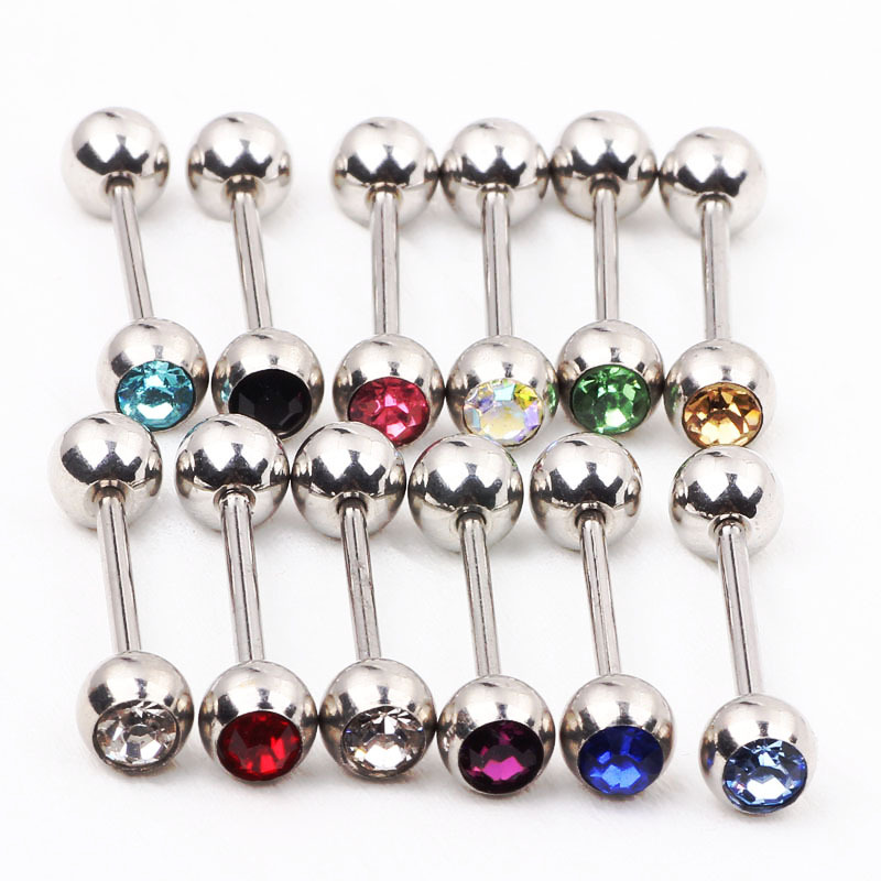 European and American Fashion Dumbbell Titanium Steel Tongue Stud Earrings Wholesale Cross-Border Piercing Jewelry detail image 7