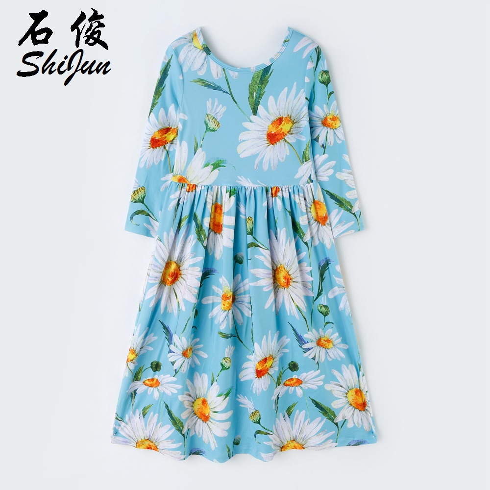 Shi Jun 2019 New Spring and Autumn Girls dress children Long sleeve longuette Cross-border foreign trade direct deal