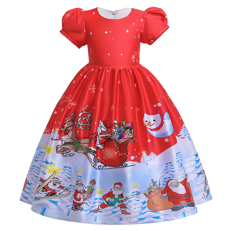 Cartoon children's dress, Christmas long skirt, suit, with snowflakes, princess style 3