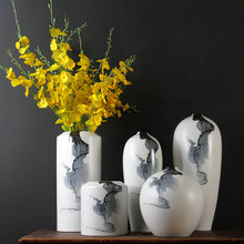 水墨创意陶瓷新中式花瓶简约个性花瓶家居软装装饰品摆件陶瓷花瓶