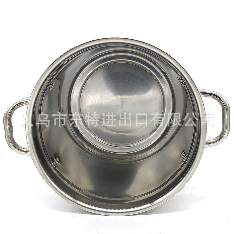 Stainless steel thickened European-style soup pot, silicone handle composite bottom, gas induction cooker, universal soup pot, large-capacity stock bucket detail image 8