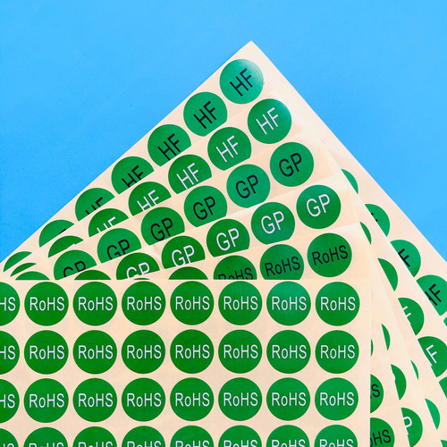Green ROHS label 2.0HSFGP green background black and white characters environmental protection mark material self-adhesive round oval sticker