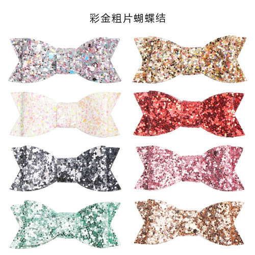 80306 pebbled leather hairpin, glitter sequined hairpin, girl's bow handmade side clip