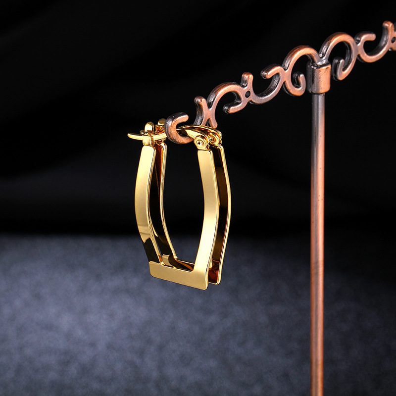 Titanium&Stainless Steel Fashion Geometric earring(Gold 3.0cm)Fine Jewelry NHIM1691-Gold-3.0cm