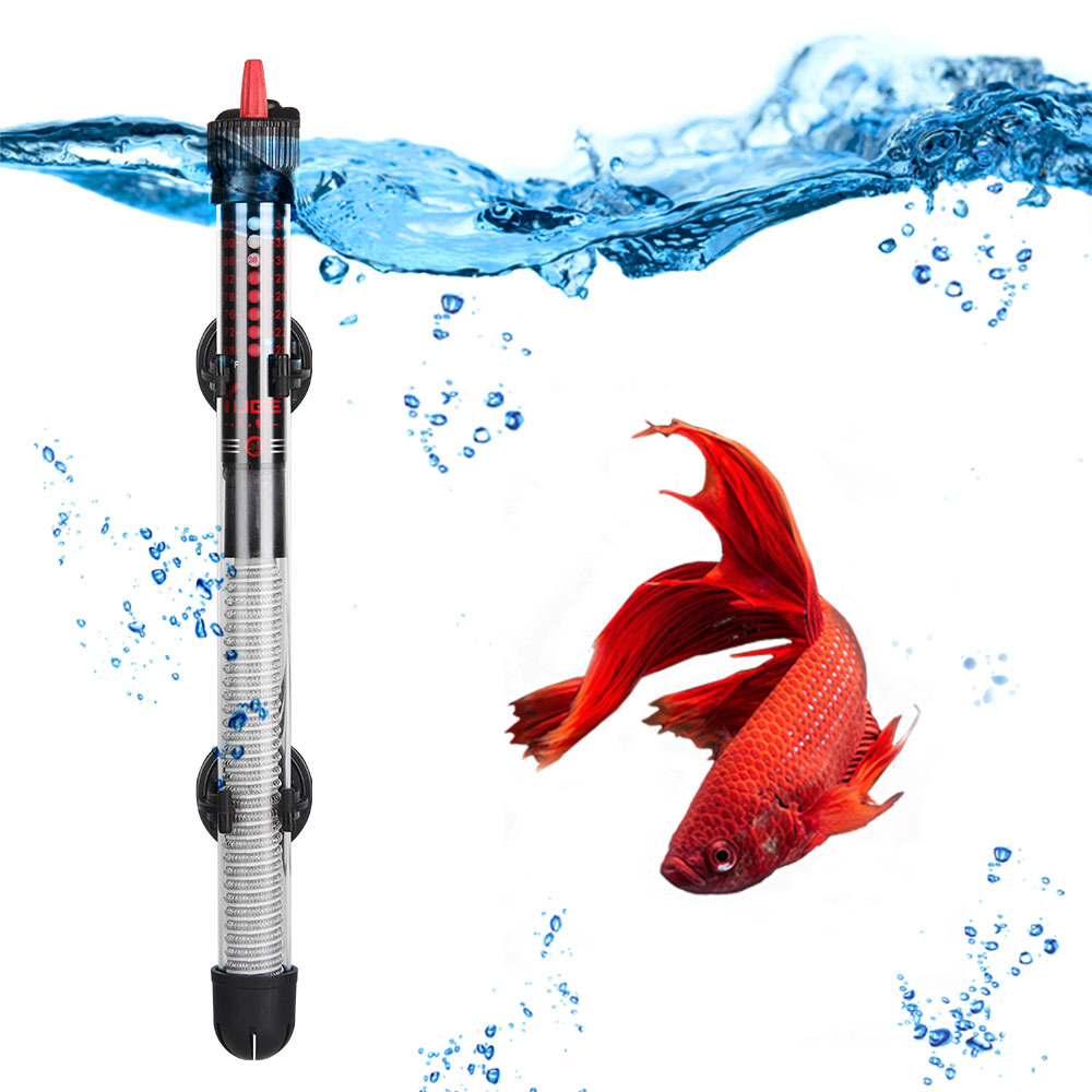 Calentador de acuario Varilla de calefacción con termostato electrónico Luz indicadora LED y pegatina de termómetro para tanques de peces marinos de agua dulce