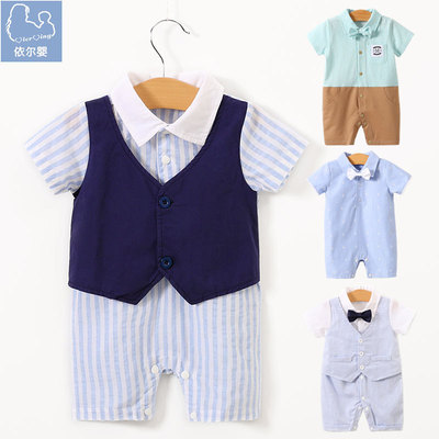 Europe and America Cross border baby one-piece garment new pattern Gentleman baby Climbing clothes cotton material Newborn baby Romper wholesale